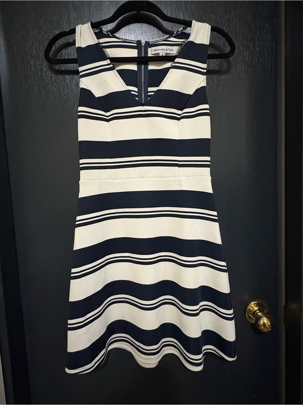 Abercrombie & Fitch Navy and White Striped Sleeveless A-Line Dress